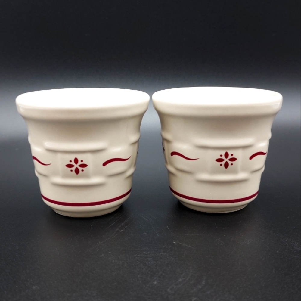 Longaberger Pottery Woven Traditions Traditional Red 2 Pack Candle Votive Cups
